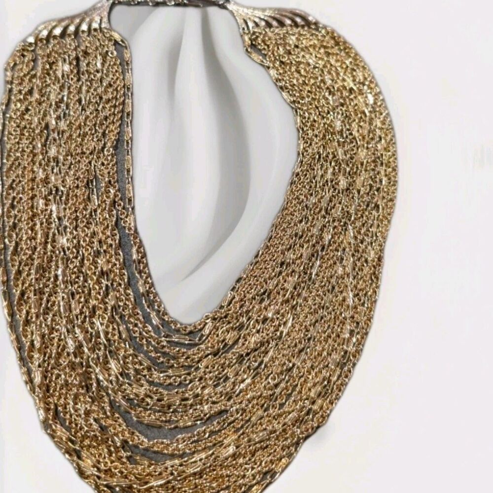 Coro Pegasus Multi Strand Gold Tone Statement Necklace 17"